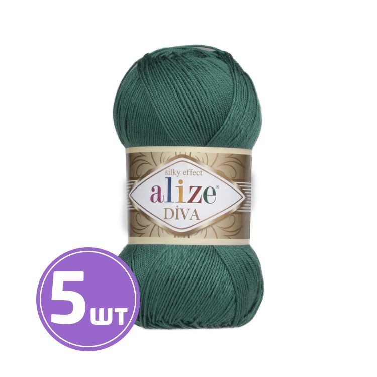 Пряжа ALIZE Diva Silk effekt (453), малахит, 5 шт. по 100 г