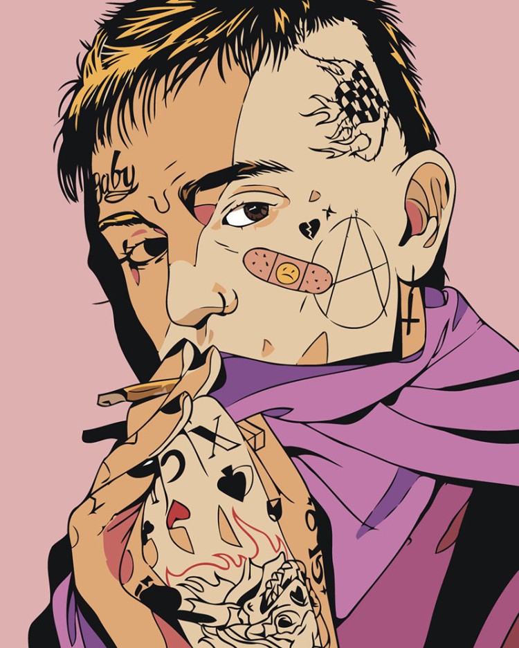 Картина по номерам «Рэпер Лил Пип Lil Peep: тату арт»