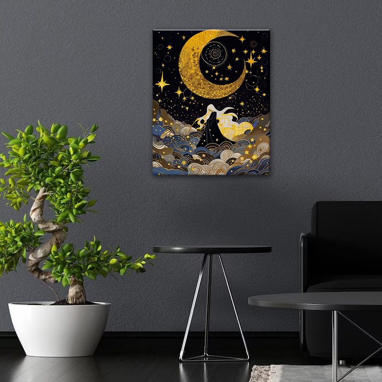 Картина по номерам с поталью «Черный холст Луноцвет и Чёрная Роза» — картинка 7