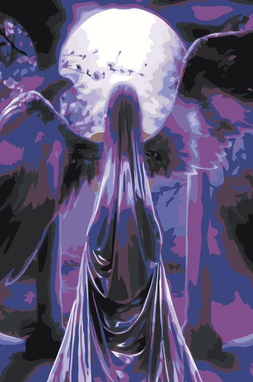 Картина по номерам «Ангел на фоне полной луны»