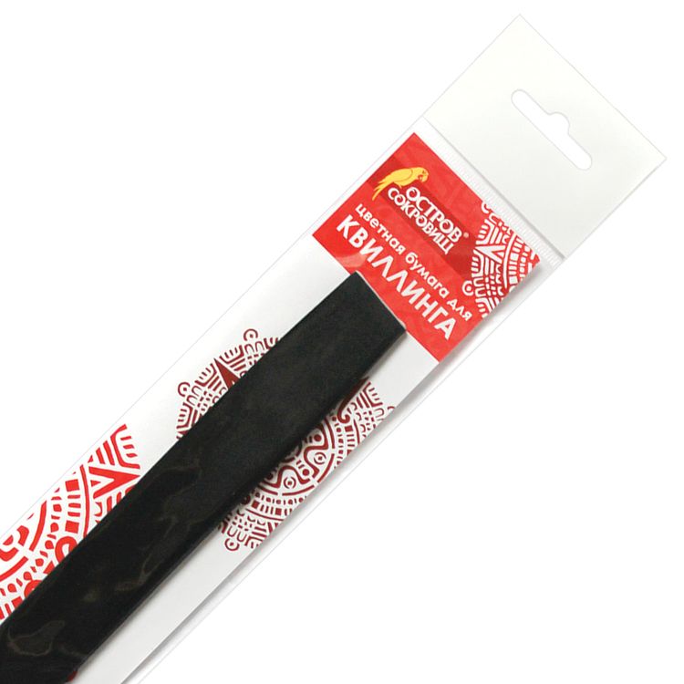 Бумага для квиллинга черная, 125 полос, 5х300 мм, 130 г/м2, ОСТРОВ СОКРОВИЩ — картинка 2