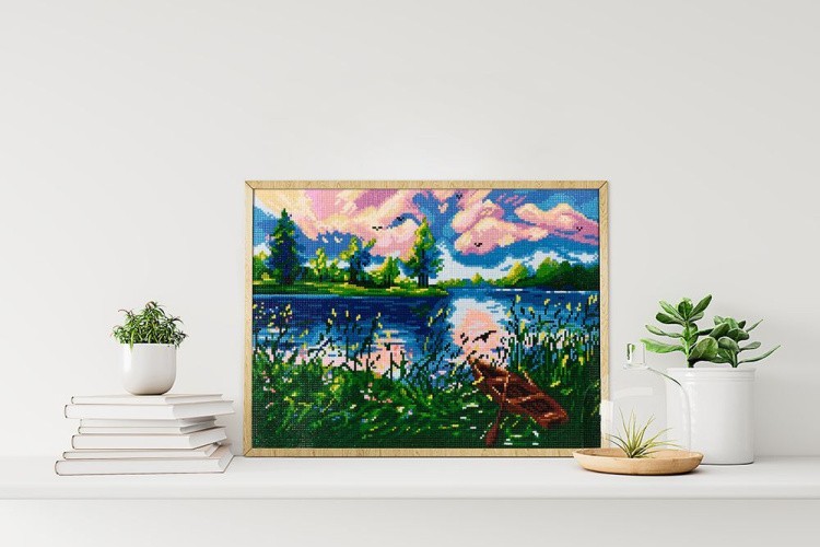 Алмазная вышивка «Лодка в камышах» — картинка 3