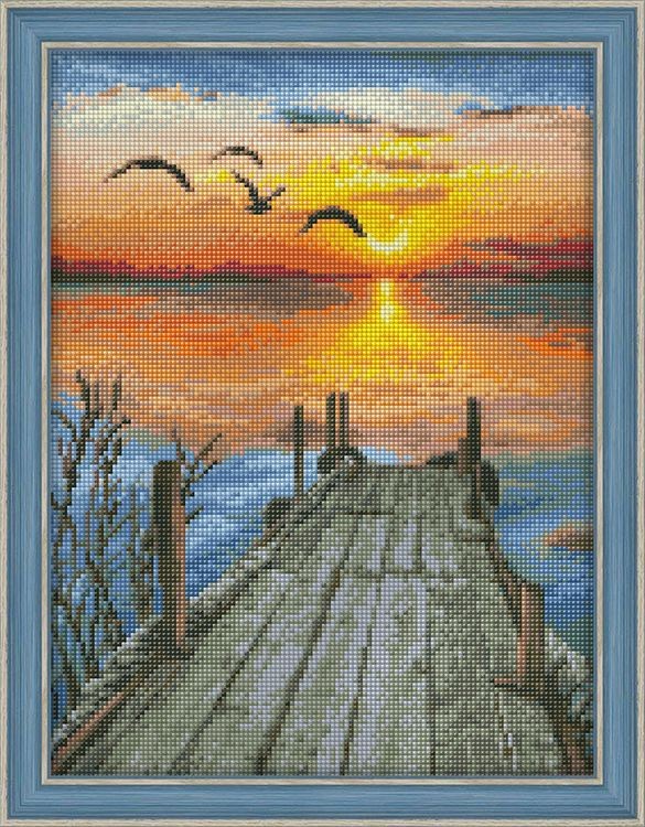Алмазная вышивка «Закат на озере» — картинка 2