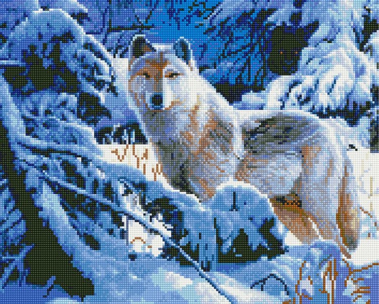 Алмазная вышивка «Волк в зимнем лесу»