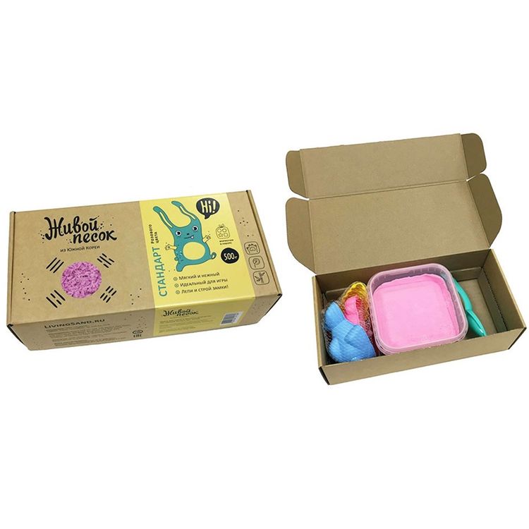 Живой Песок Стандарт, 500 г с игрушками для игры, розовый — картинка 2