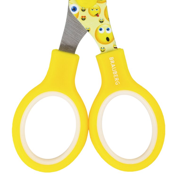 Ножницы Kid Series, 13 см, с цветной печатью «Смайлики», закругленные, Brauberg — картинка 3