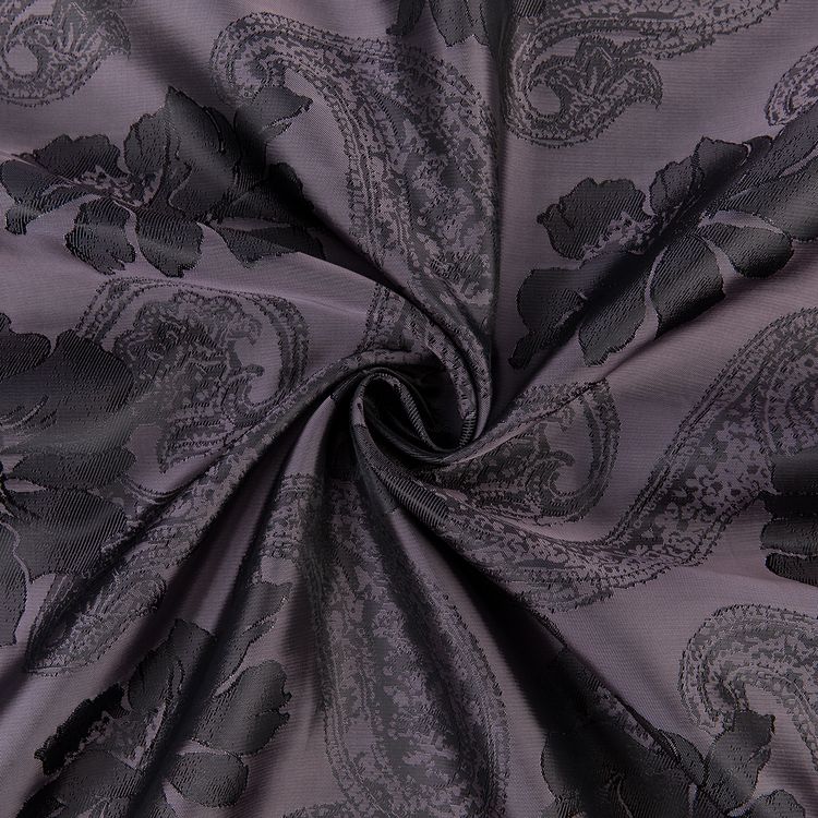 Ткань подкладочная Taffeta с рисунком, 5 м х 145 см, 96 г/м², цвет: №121 темно-фиолетово-розовый (огурцы, цветы), Gamma — картинка 2