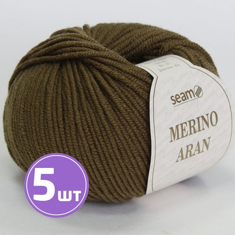 Пряжа SEAM Merino Aran (24), светло-оливковый, 5 шт. по 50 г