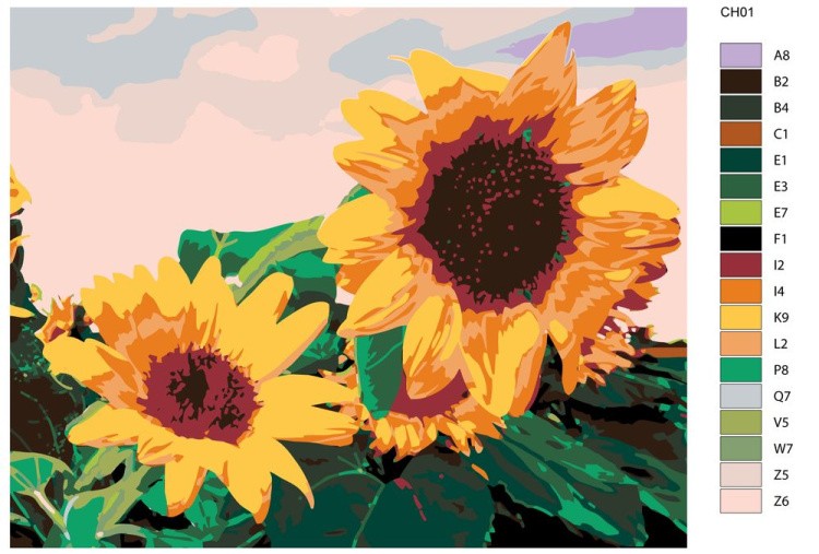 Картина по номерам «Подсолнухи» — картинка 2