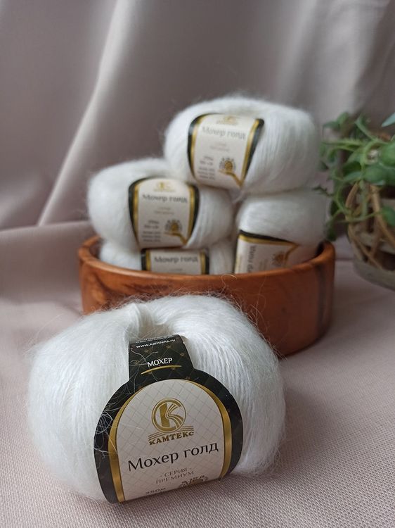 Пряжа Камтекс Мохер Голд (205), белый, 5 шт. по 50 г — картинка 2