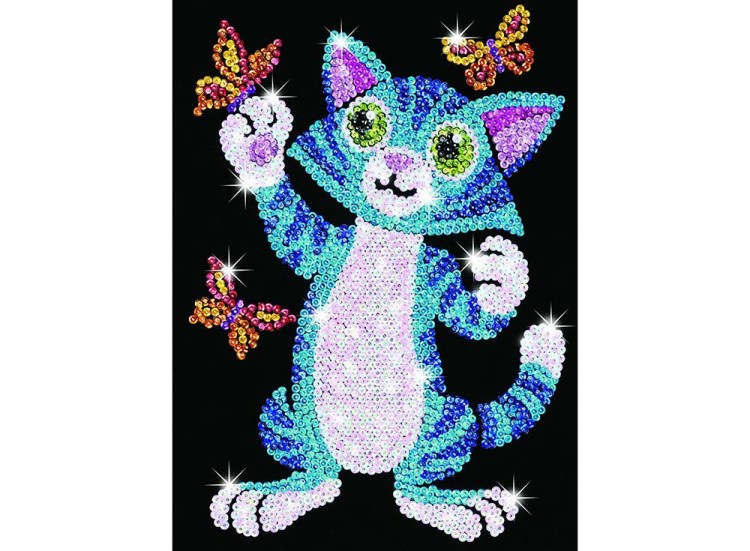 Мозаика из пайеток «Котенок с бабочками»