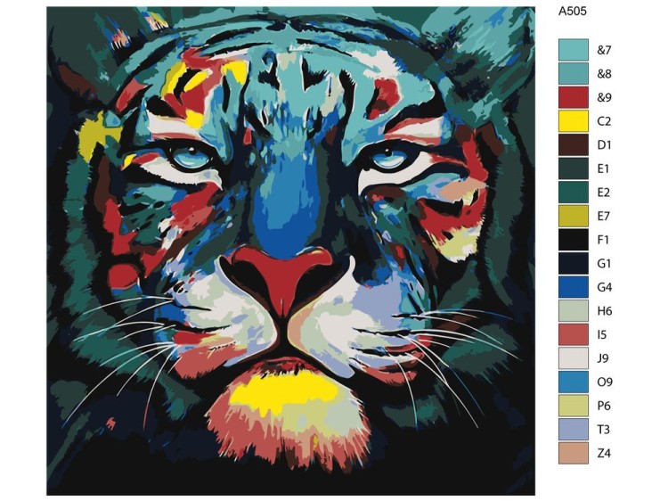 Картина по номерам «Разноцветный тигр» — картинка 2