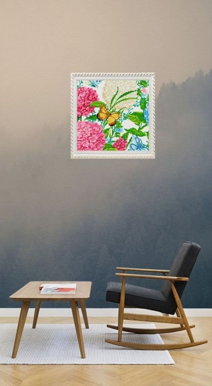 Алмазная вышивка «Гортензии и бабочки» — картинка 6