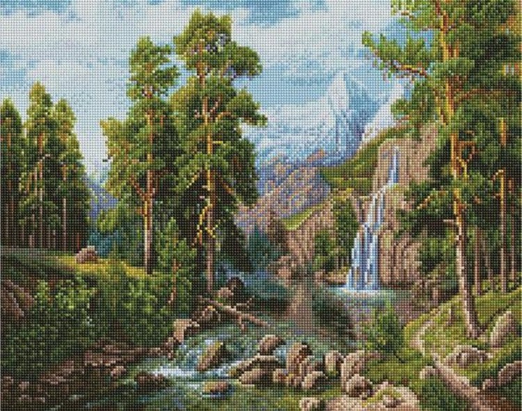 Алмазная вышивка «Пейзаж с водопадом»
