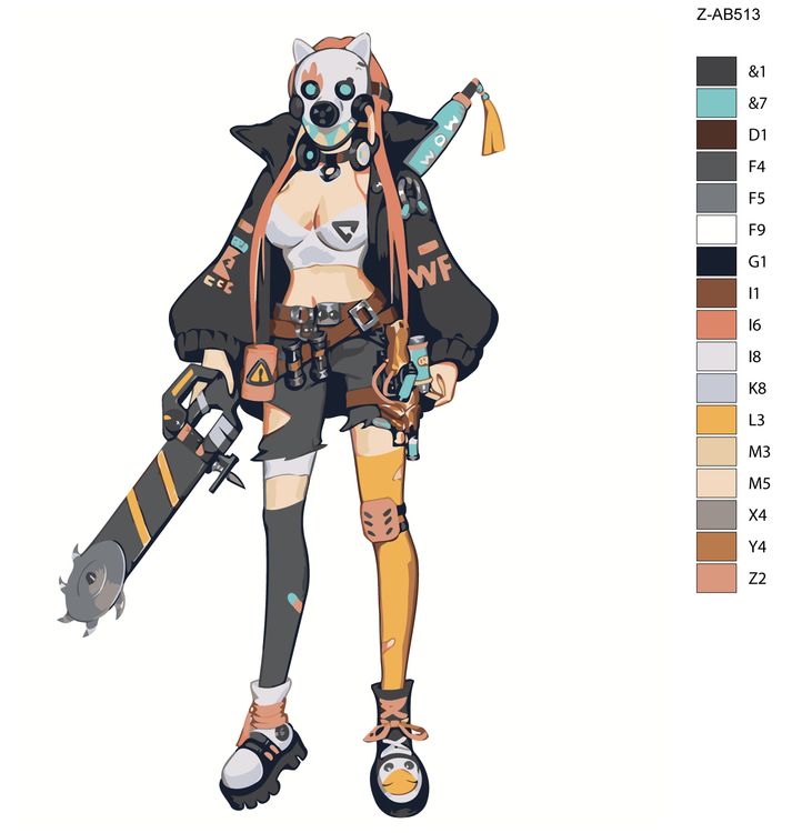 Картина по номерам «Аниме девушка с пилой» — картинка 2