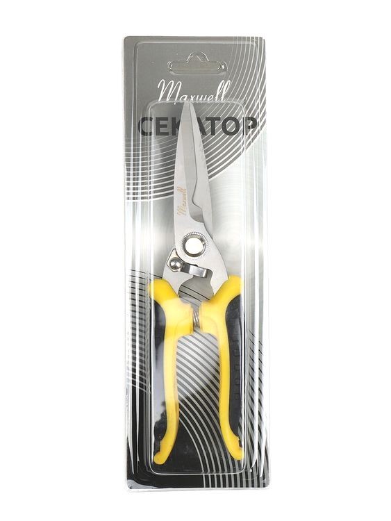 Секатор Maxwell прямое лезвие, 80/210 мм, ручки желто-черный пластик — картинка 12