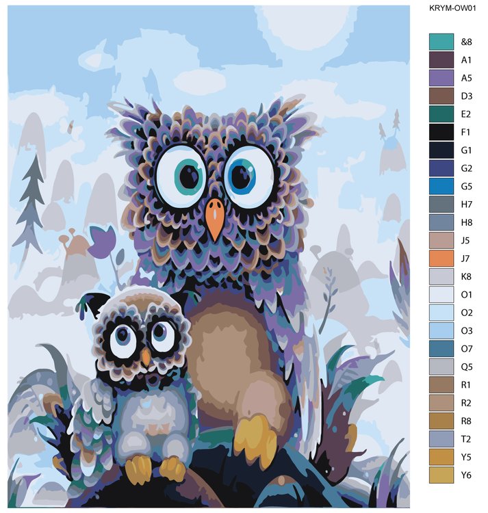 Картина по номерам «Совушки» — картинка 2