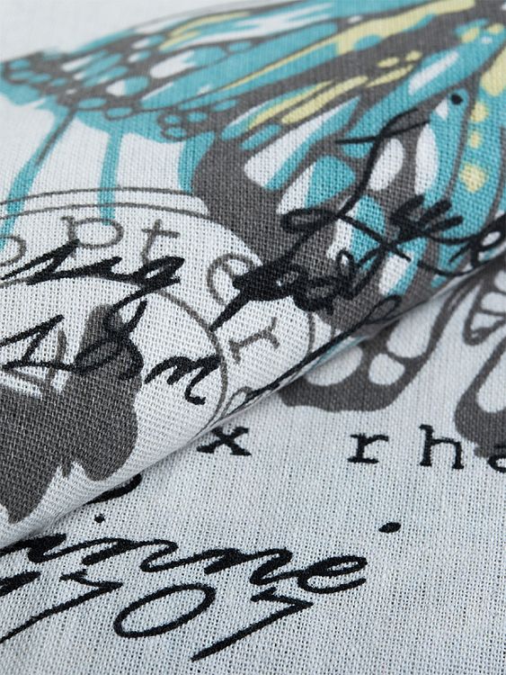 Ткань Лен, 140 г/м², 5 м x 150 см, цвет: белый, принт бабочек, TBY — картинка 4