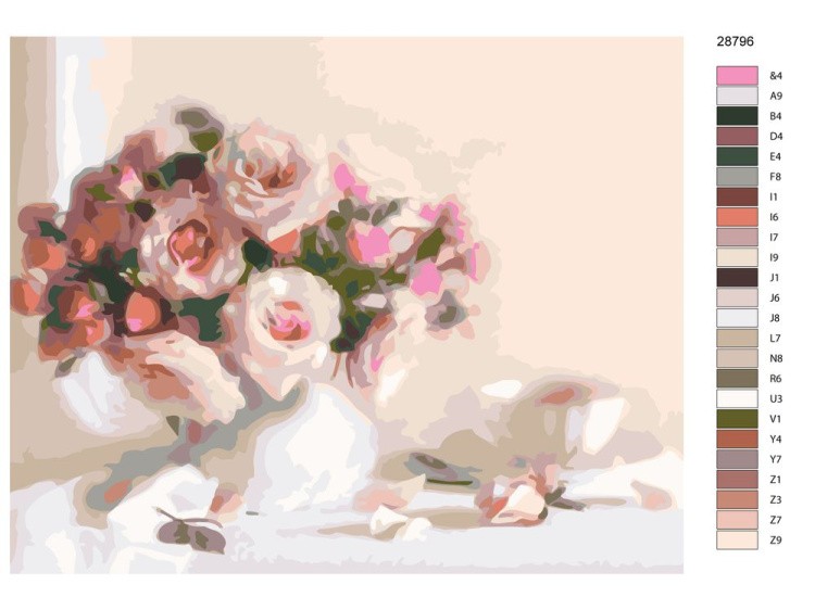 Картина по номерам «Розы в вазе» — картинка 2