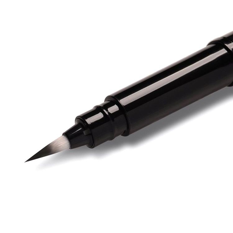 Ручка-кисть Brush Pen для каллиграфии черный корпус, 4 сменных картриджа, Pentel — картинка 2