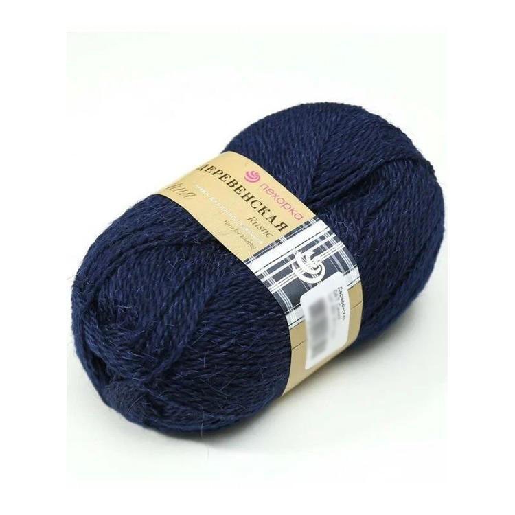 Пряжа Пехорка Деревенская (04), темно-синий, 5 шт. по 100 г — картинка 2