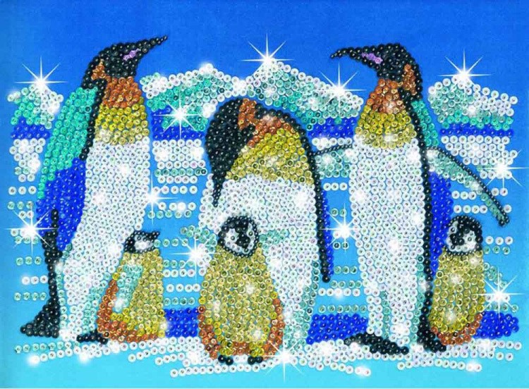 Мозаика из пайеток и бусин «Пингвины»
