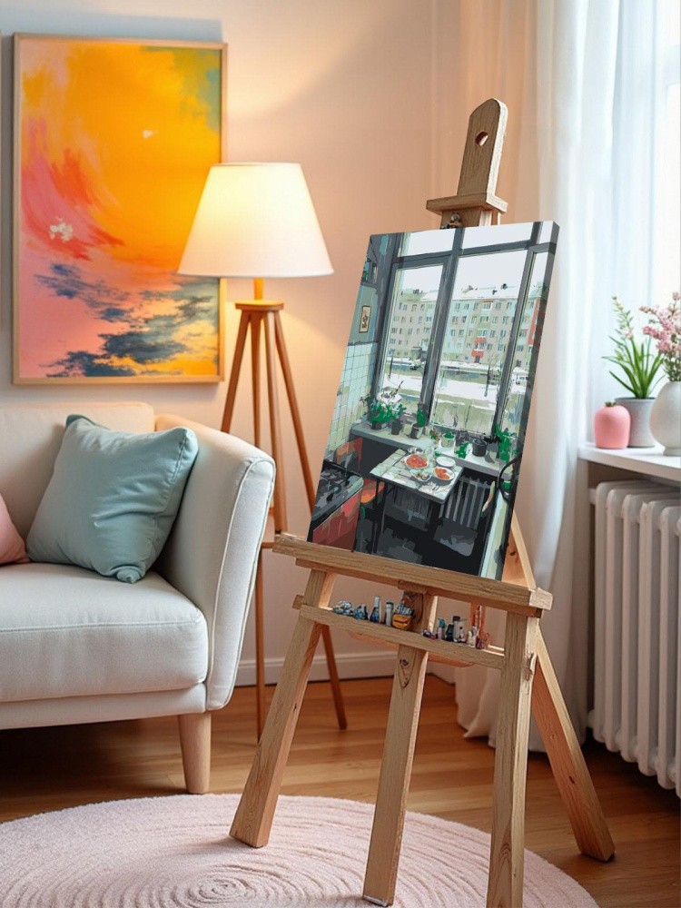 Картина по номерам Дома панельки родные эстетичная кухня — картинка 9