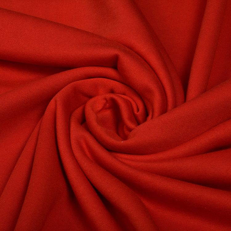 Ткань трикотаж Футер 2х нитка, начес, с лайкрой, 6 м, ширина 200 см, цвет: красный, TBY