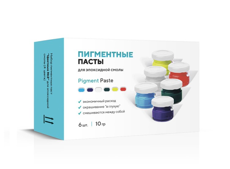 Набор пигментных паст «Цветные №2» для эпоксидной смолы 6x10г, Artline Pigment Paste
