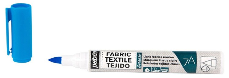 Маркер для светлых тканей Pebeo 7A Light fabric, 1 мм, перо круглое, голубой