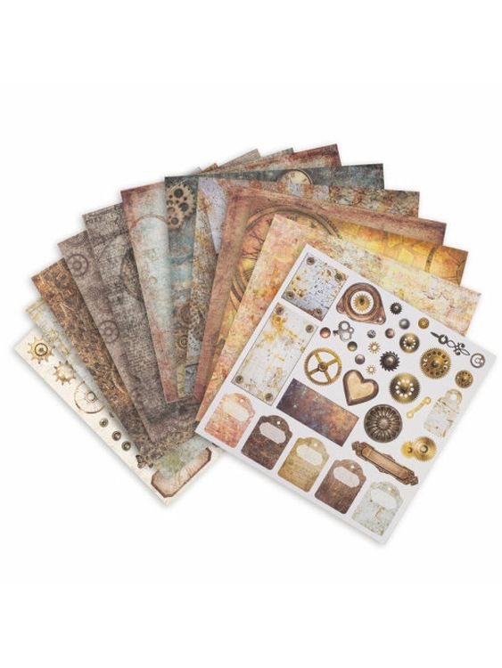 Бумага для скрапбукинга 30х30 см «Стимпанк», 12 дизайнов — картинка 6