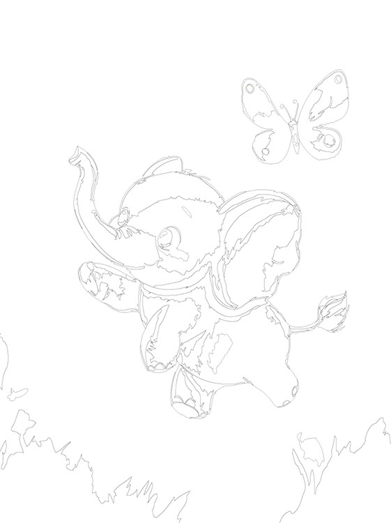 Картина по номерам «Детская, для детей: слон и бабочка» — картинка 3