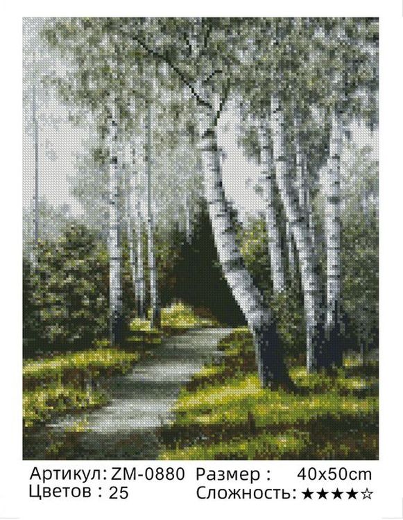 Алмазная вышивка «Березовая роща» — картинка 2