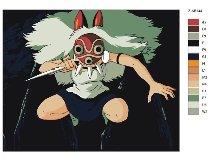 Картина по номерам «Принцесса Мононоке: Сан» — картинка 2