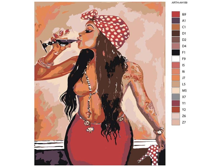 Картина по номерам «Девушка с бокалом» — картинка 2