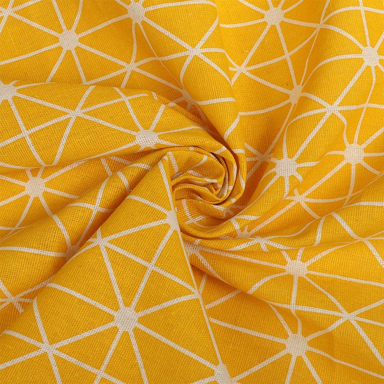 Ткань Лен, 140 г/м², 5 м x 150 см, цвет: желтый, геометрический принт, TBY — картинка 3