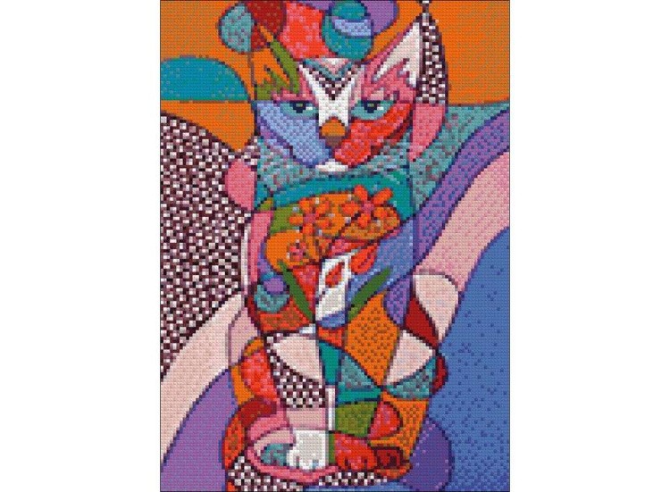 Алмазная вышивка «Витражный кот» — картинка 2