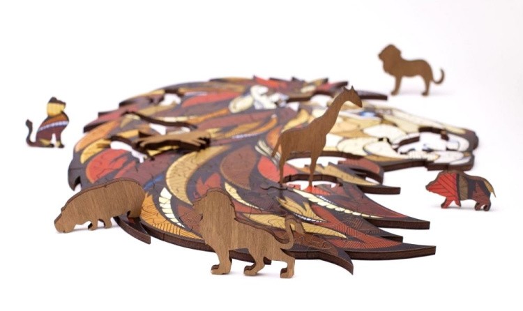 Деревянные фигурные пазлы «Лев», Eco Wood Art — картинка 4