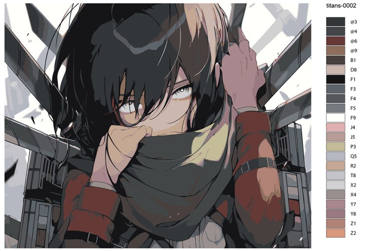 Картина по номерам «Аниме Атака Титанов: Микаса Аккерман» — картинка 2