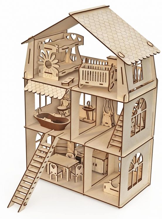 Конструктор-кукольный домик ХэппиДом «Коттедж с мебелью Premium»
