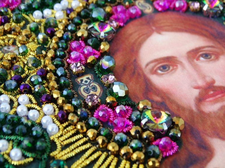 Набор для вышивания хрустальными камнями «Спас Лоза истинная» маленькая (акриловый жемчуг) — картинка 11