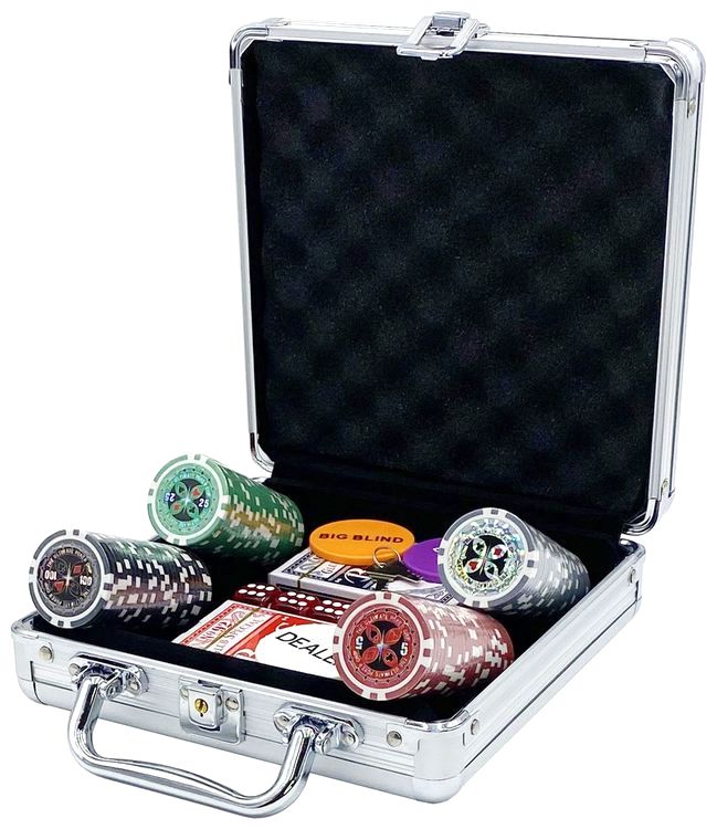 Покерный набор Ultimate, 100 фишек, 11,5 г с номиналом в чемодане