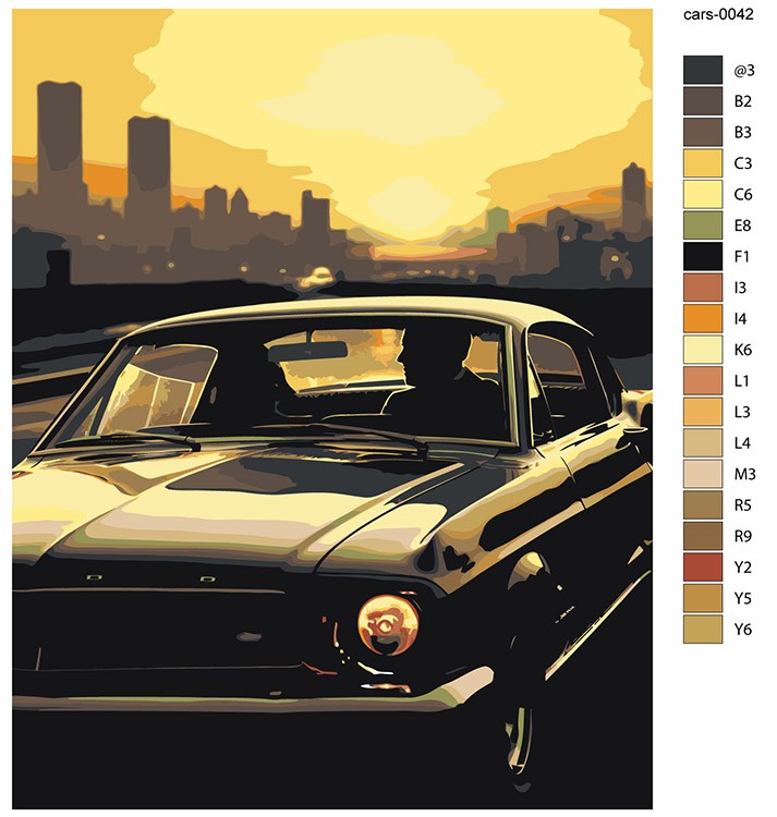 Картина по номерам «Машины: Додж на фоне закатного города» — картинка 2