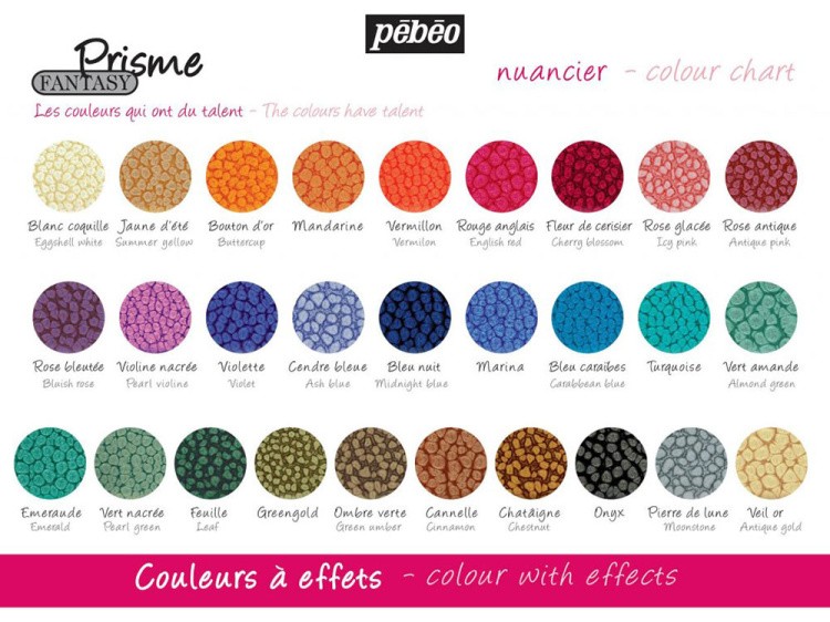 Набор красок Pebeo Fantasy Prisme «Коллекция» с фактурным эффектом с аксессуарами, 10 цв. — картинка 12