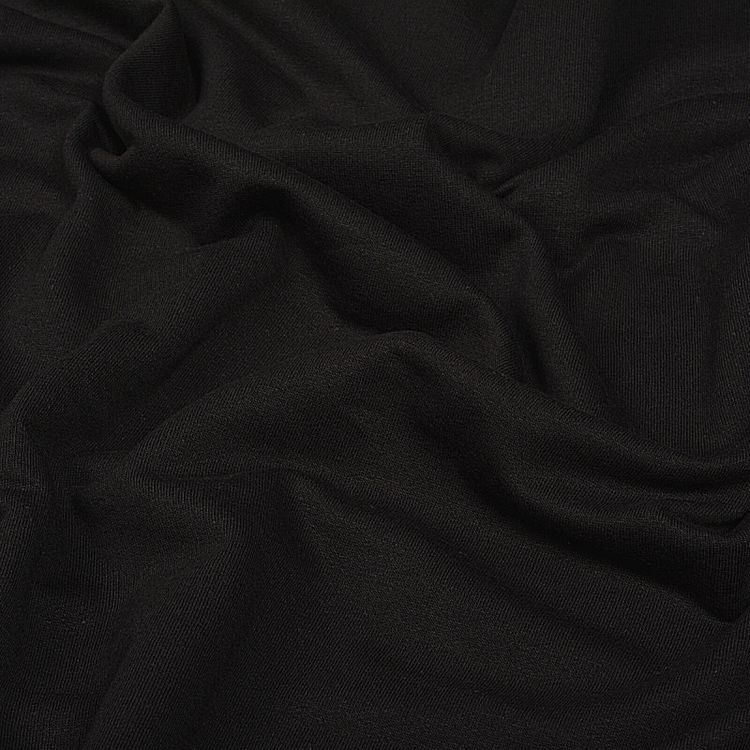 Ткань трикотаж Футер 2х нитка, начес, с лайкрой, 6 м, ширина 200 см, цвет: черный, TBY — картинка 2