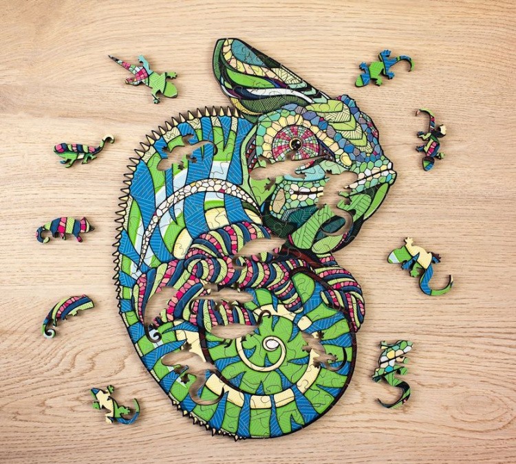Деревянный пазл-головоломка «Хамелеон XL», Eco Wood Art — картинка 3