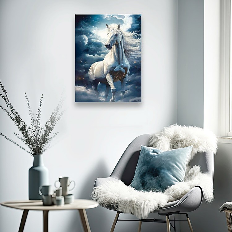 Картина по номерам с поталью платина «Благородный белый конь» — картинка 5