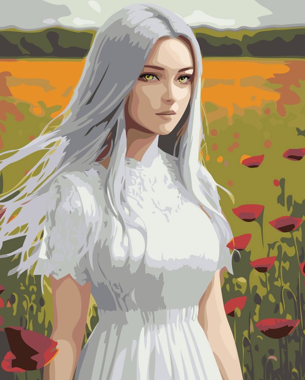 Картина по номерам «Девушка со светлыми волосами в поле»