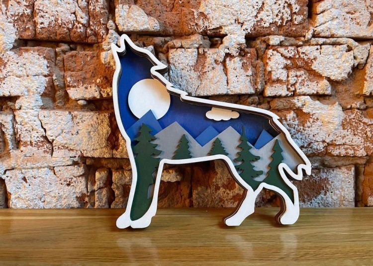 3D пазл-раскраска «Ночной волк»