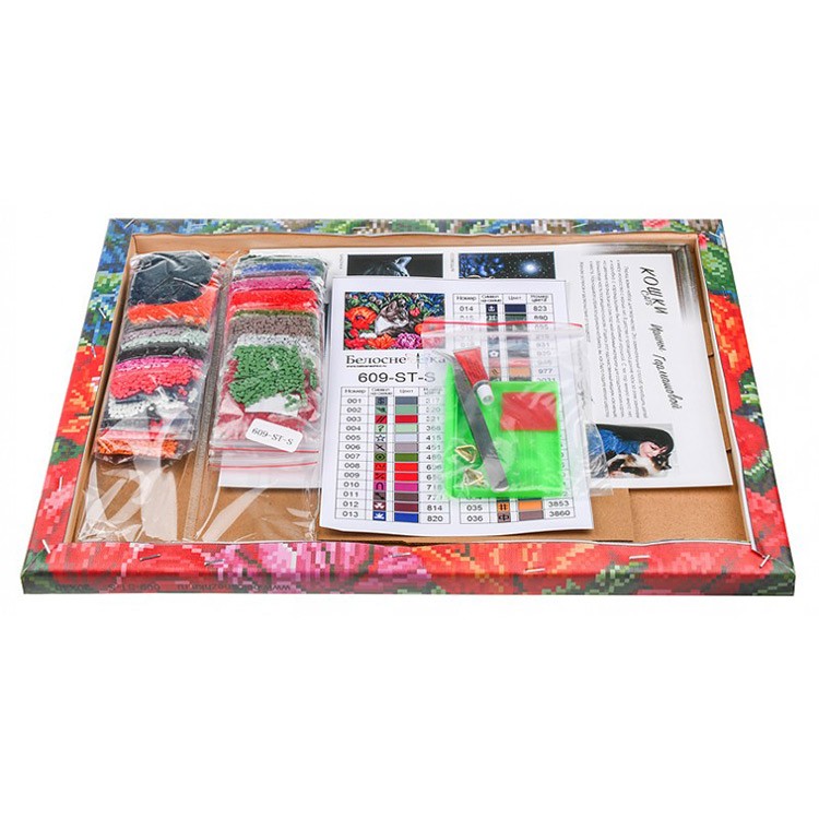 Алмазная вышивка «Кот в маках» — картинка 3